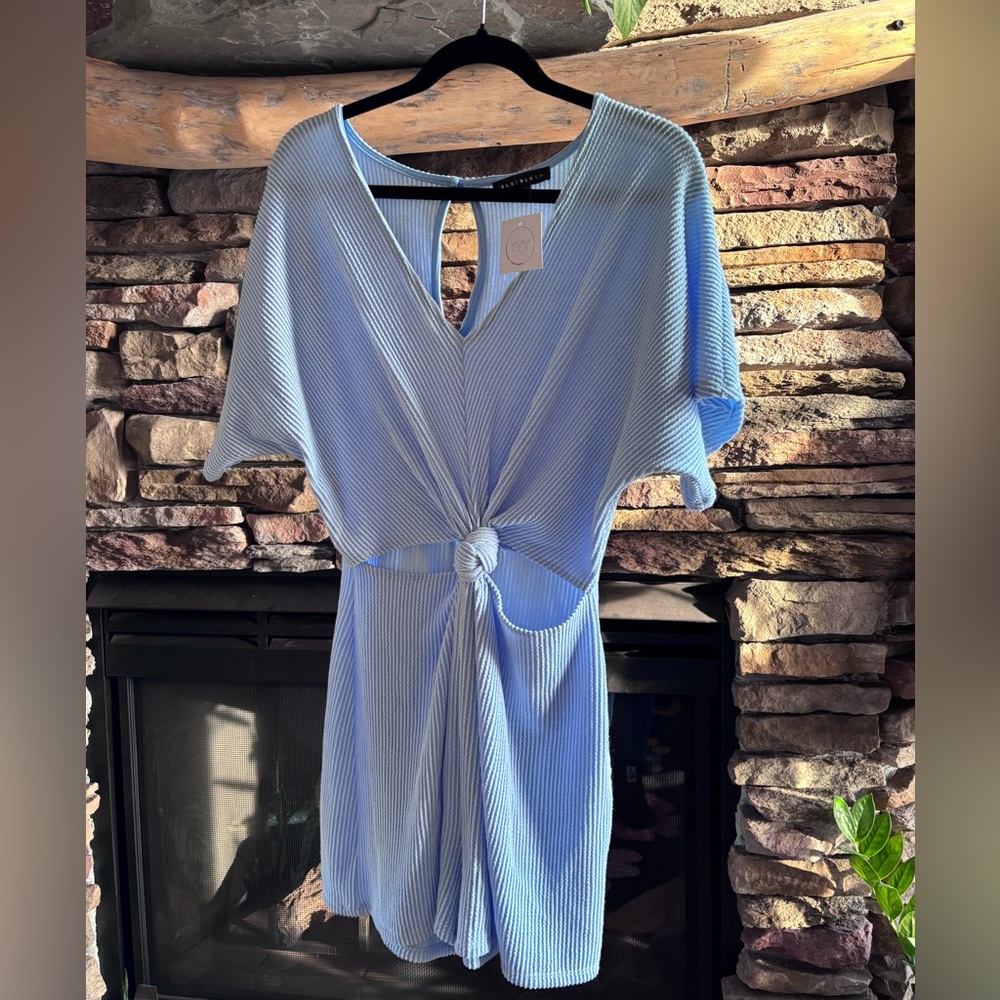 NEW Blue Blush Sky Blue Ribbed Jumper LARGE (A5526)